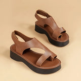 WOMEN'S LEATHER PLATFORM WEDGE ORTHOPEDIC SANDALS