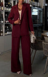 Women's Lapel Solid Color Commuter Suit Two Piece Suit