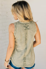 Women's Button Mix Washed Henley Tank (Buy 2 Free Shipping)