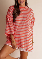 Women's Oversized High Neck Urban Ribbed Striped Top (Buy 2 Free Shipping)