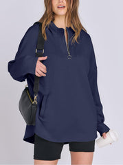 Women's Quarter Zip Oversized Tunic Hoodie (Buy 2 Free Shipping)