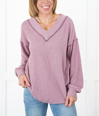 Women's Ribbed Long Sleeve V-Neck Pullover Tops (Buy 2 Free Shipping)