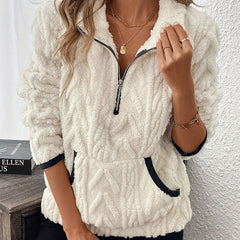 Half-Zip Fuzzy Sweatshirt ๐ | Cloud-Soft + Roomy Pockets โ Comfy Daily/Lounge