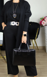 Elegant Longline Cardigan & Top & Pants 3-Pieces Set