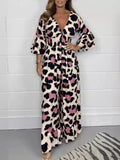 Leopard print V-neck jumpsuit
