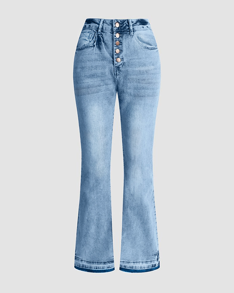 90s Vintage Button Up High Waist Flare Jeans