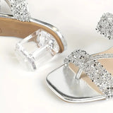 Square Toe Rhinestone Sandals