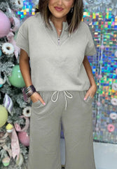 New Textured Loose Zip Top and Drawstring Pants Casual Set (Buy 2 Free Shipping)
