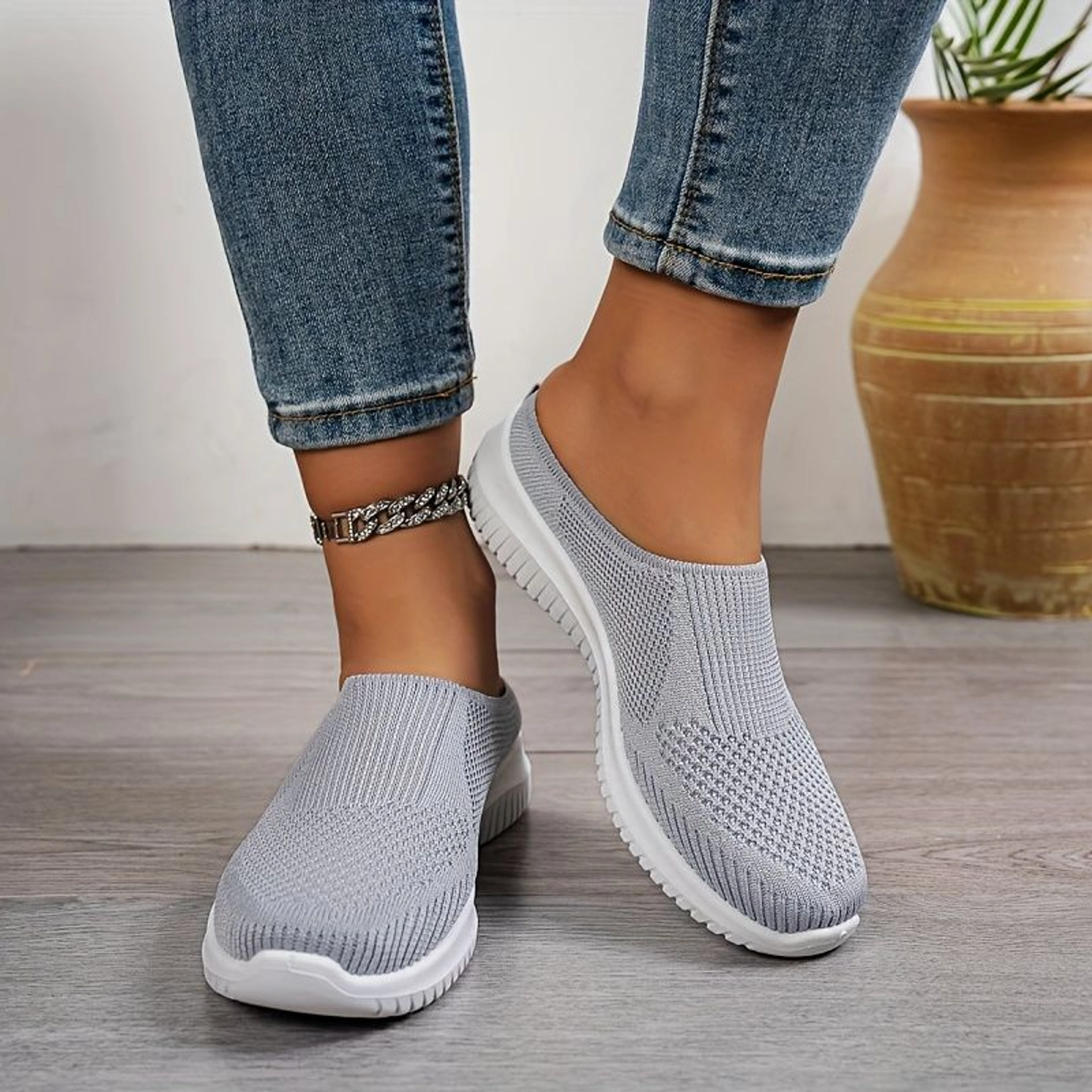 Women’s Breathable Knit Walking Shoes – Lightweight Slip-On Comfort